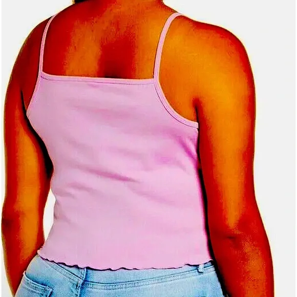 NWT BP Tank Top Square Neck Purple Tulip Lettuce Hem Size XL - Picture 2 of 4